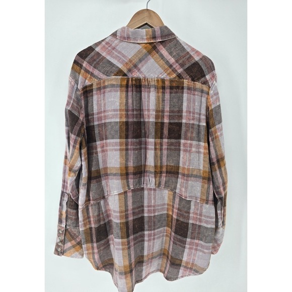 Free People Easy Street Shirt Plaid Button Up Medium - Picture 3 of 6